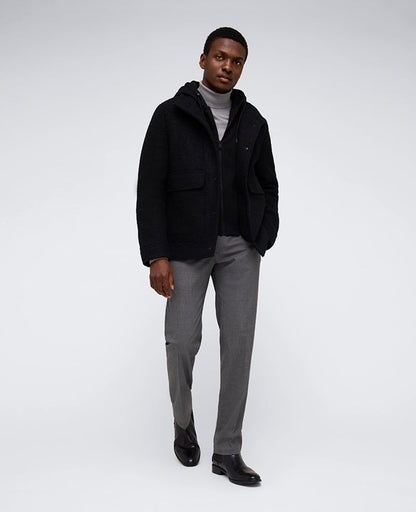 Boucle Wool Jacket with Attached Jersey Hood