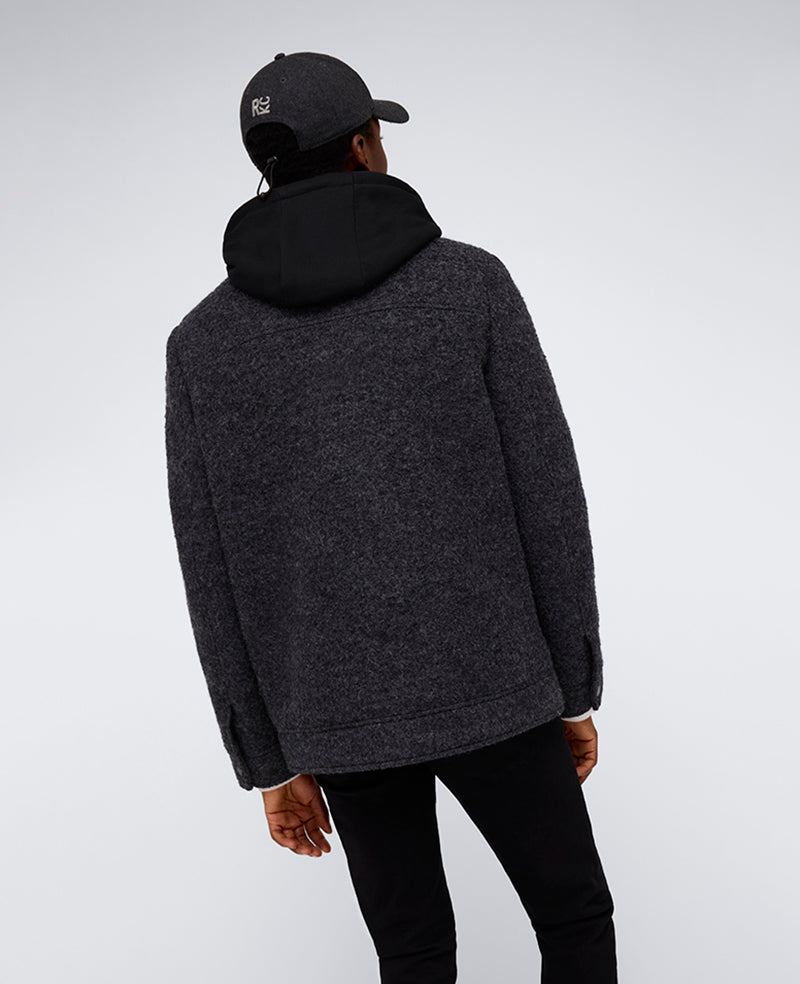 Boucle Wool Jacket with Attached Jersey Hood