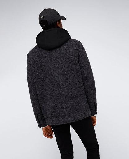 Boucle Wool Jacket with Attached Jersey Hood