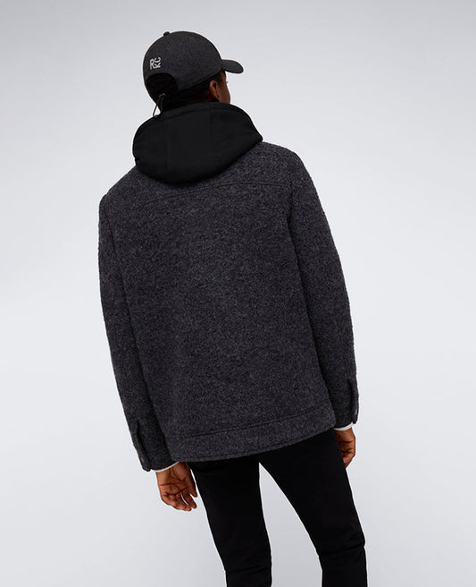 Boucle Wool Jacket with Attached Jersey Hood