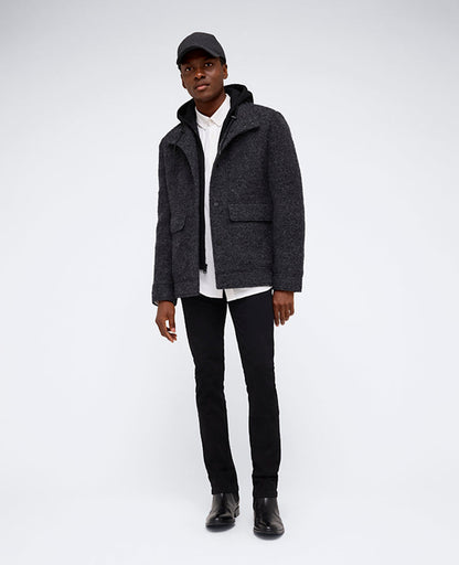 Boucle Wool Jacket with Attached Jersey Hood