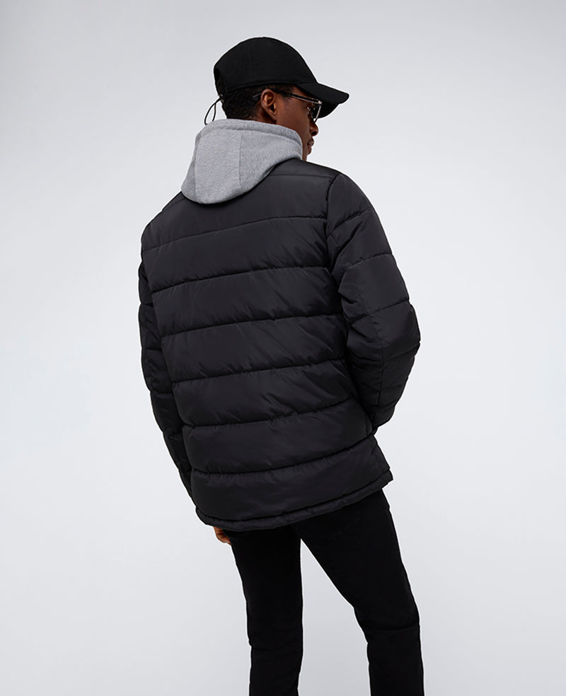 Puffer with Attached Jersey Hood
