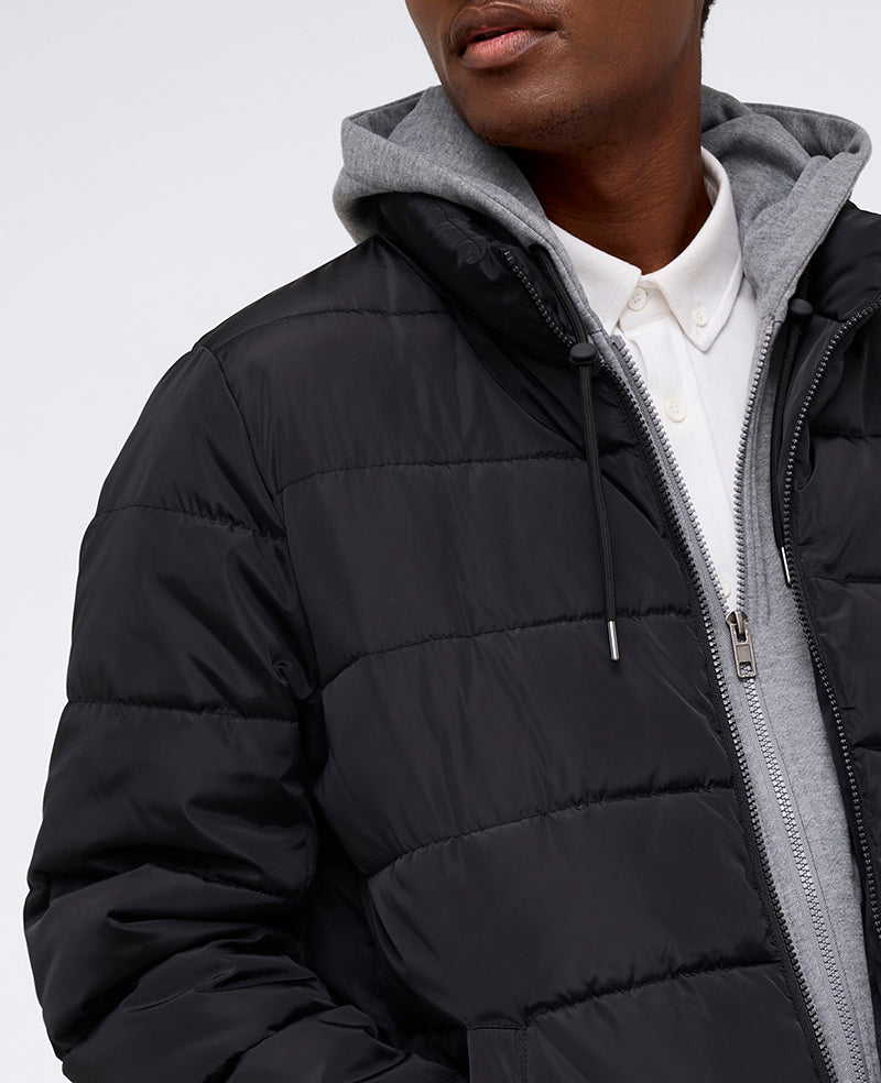 Puffer with Attached Jersey Hood
