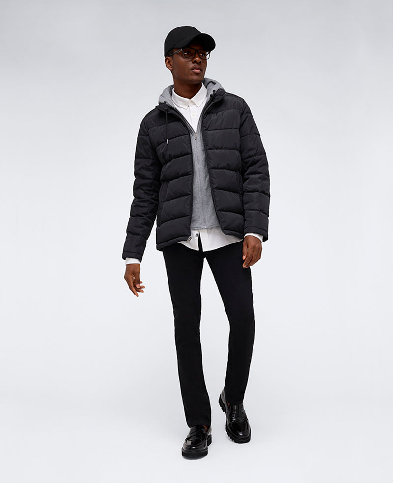 Puffer with Attached Jersey Hood