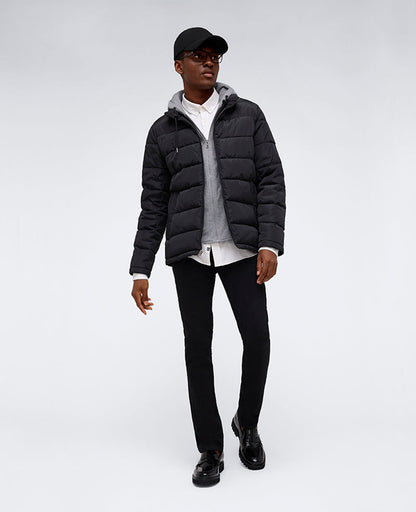 Puffer with Attached Jersey Hood