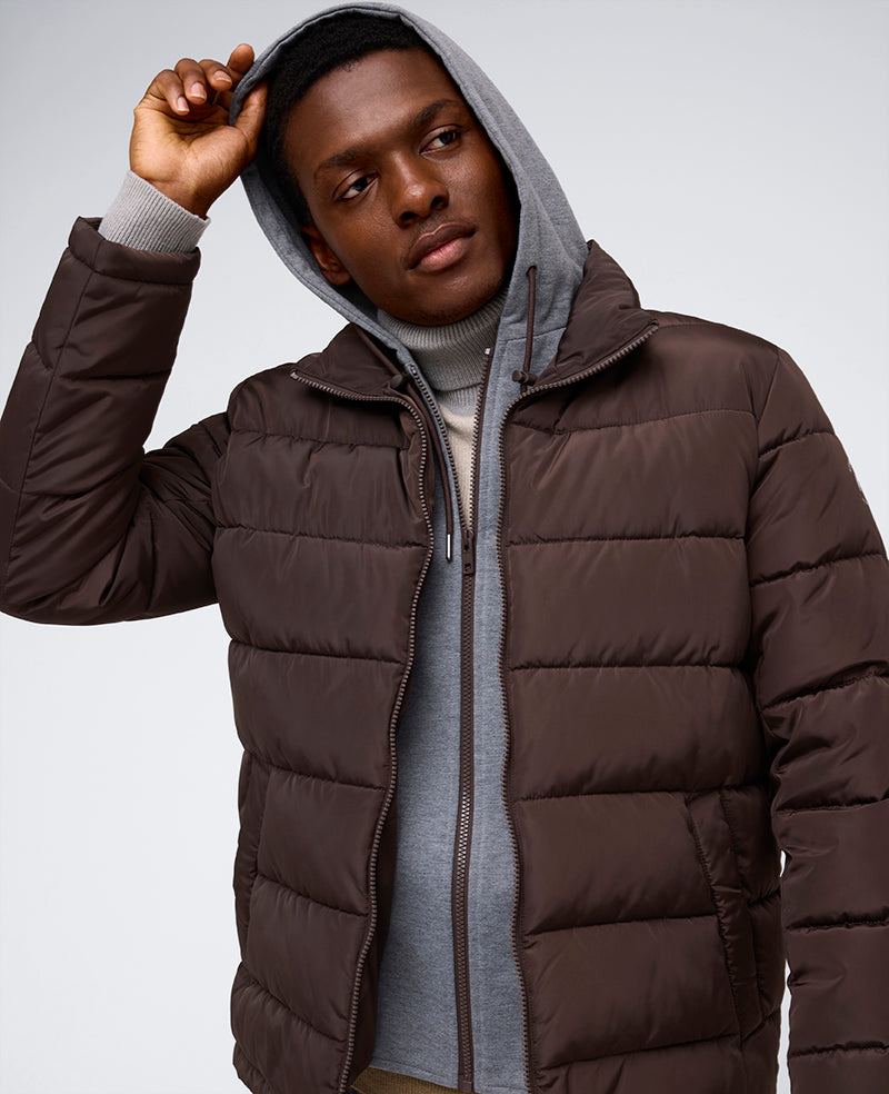 Puffer with Attached Jersey Hood
