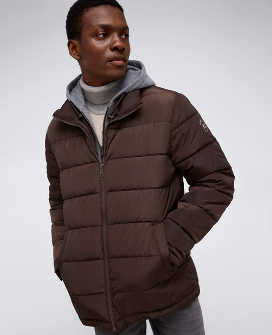 Puffer with Attached Jersey Hood