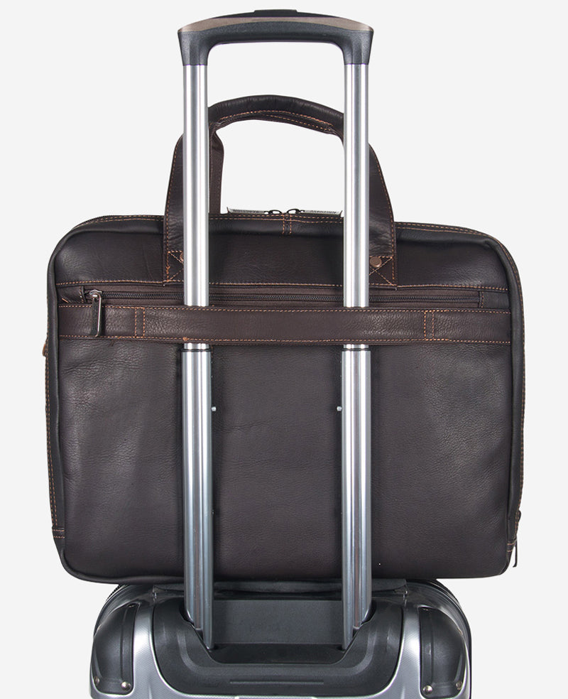 Colombian Leather Top Zip Messenger Bag