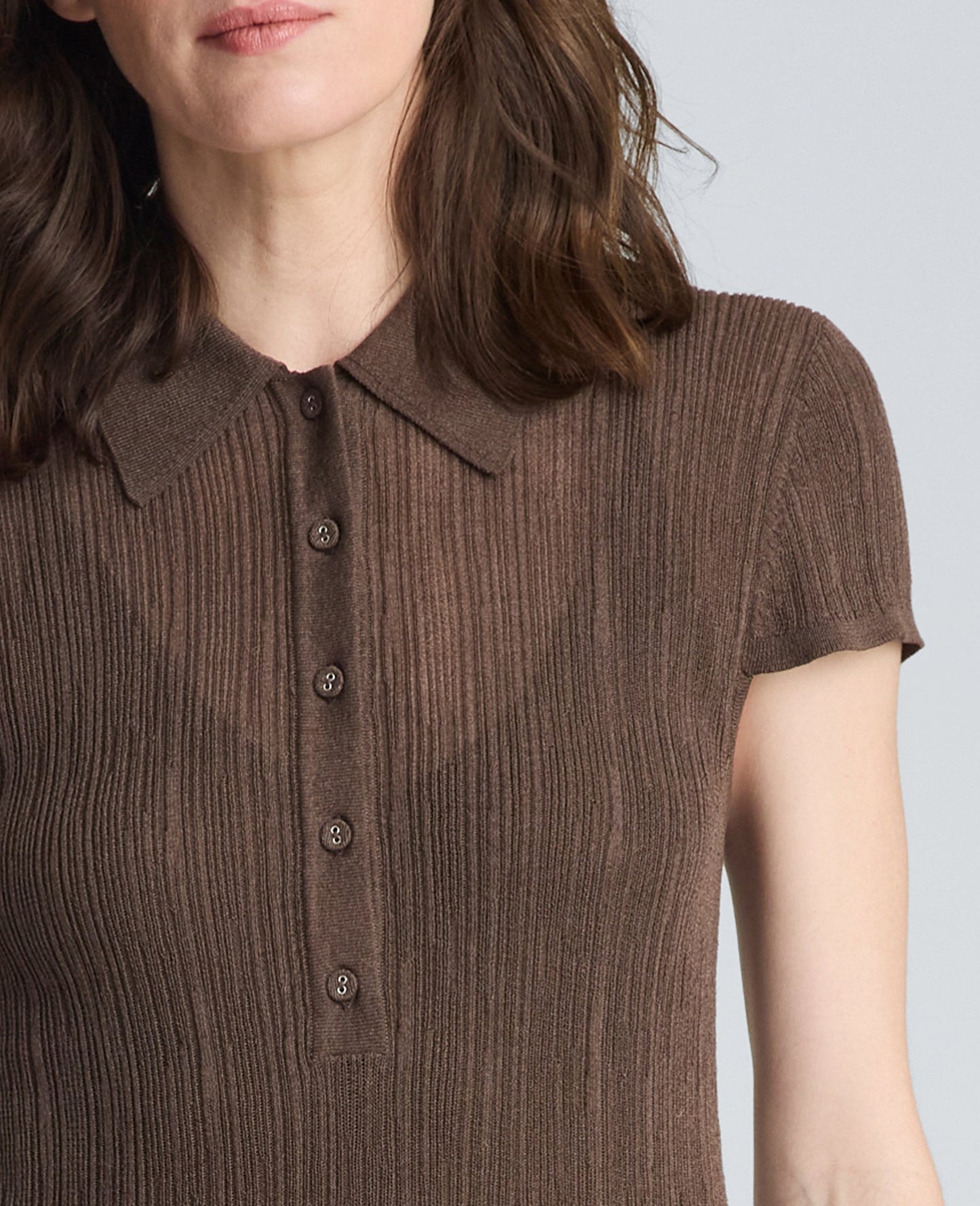Varigated Polo Cap Sleeve Sweater Dress