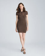 Varigated Polo Cap Sleeve Sweater Dress