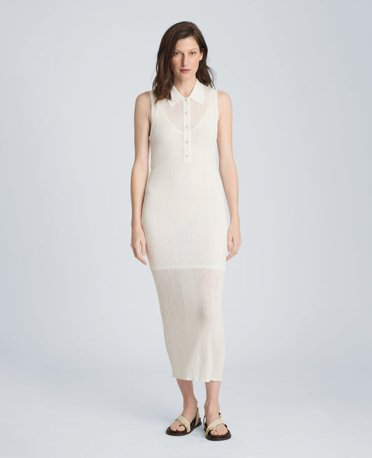 Varigated Polo Cap Sleeve Sweater Dress