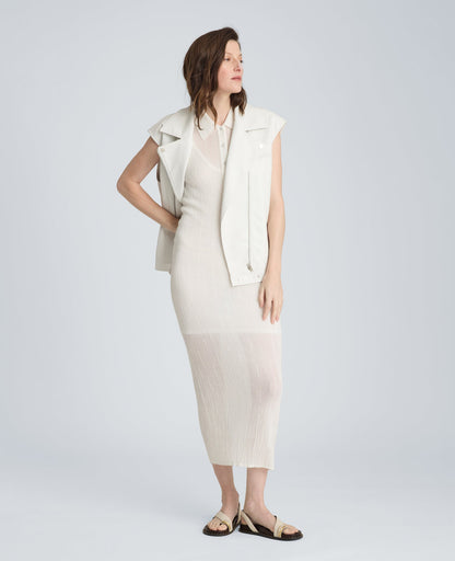 Varigated Polo Cap Sleeve Sweater Dress