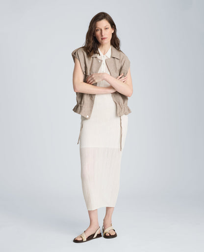 Varigated Polo Cap Sleeve Sweater Dress