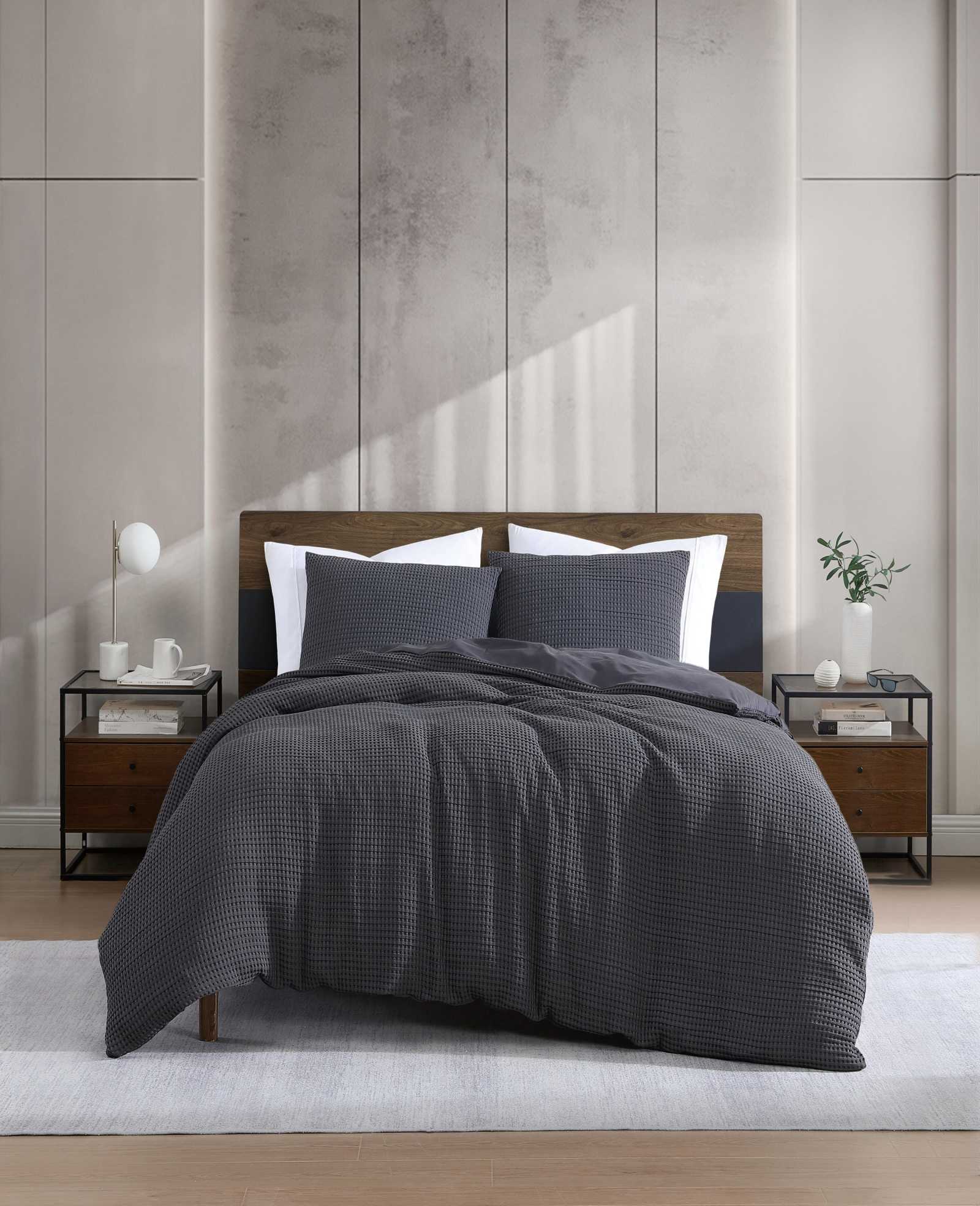 Solid Waffle Duvet Set