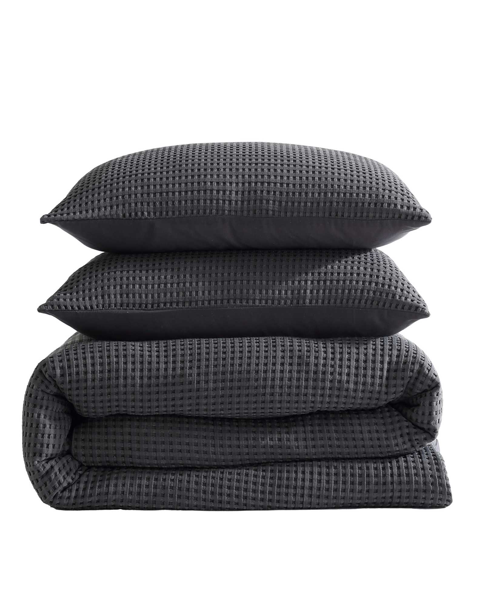 Solid Waffle Duvet Set