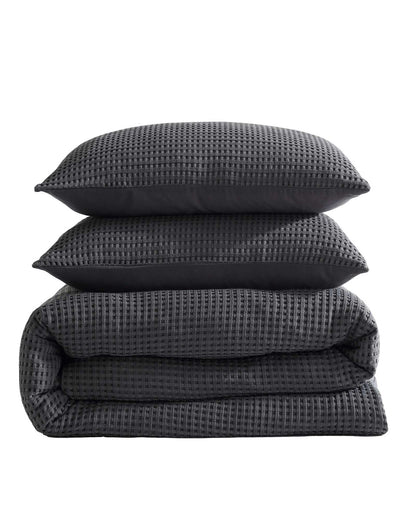 Solid Waffle Duvet Set