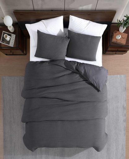 Solid Waffle Duvet Set
