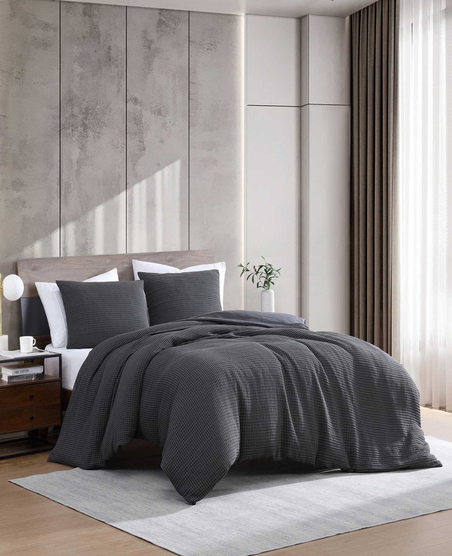 Solid Waffle Duvet Set