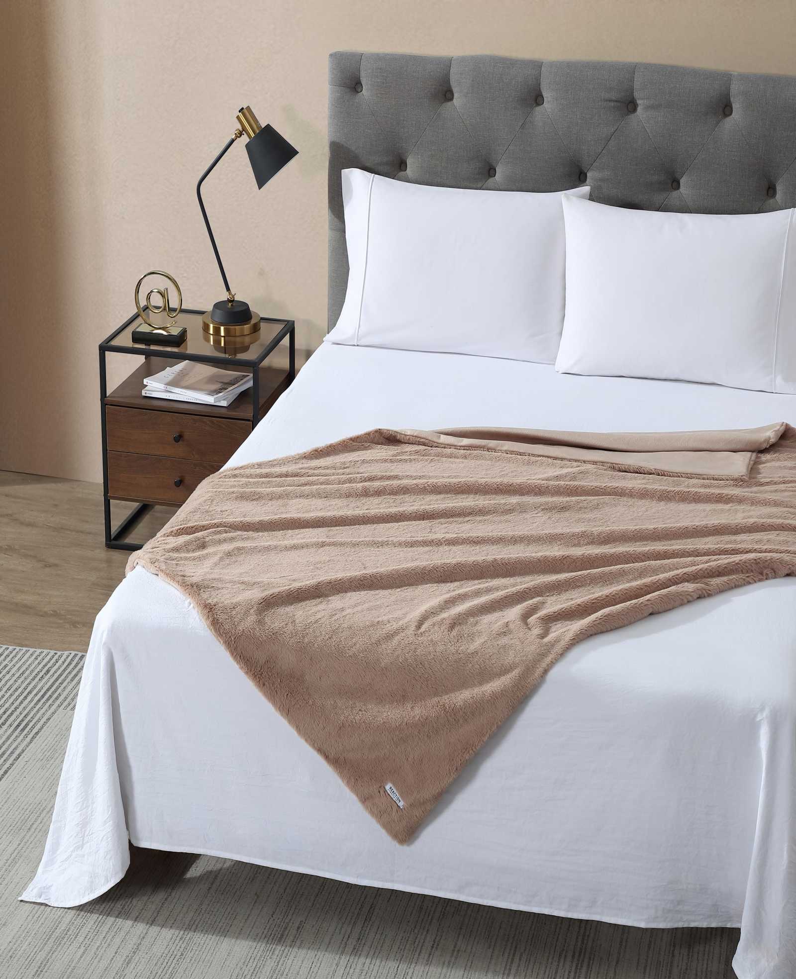 Faux Fur Solid Throw Blanket