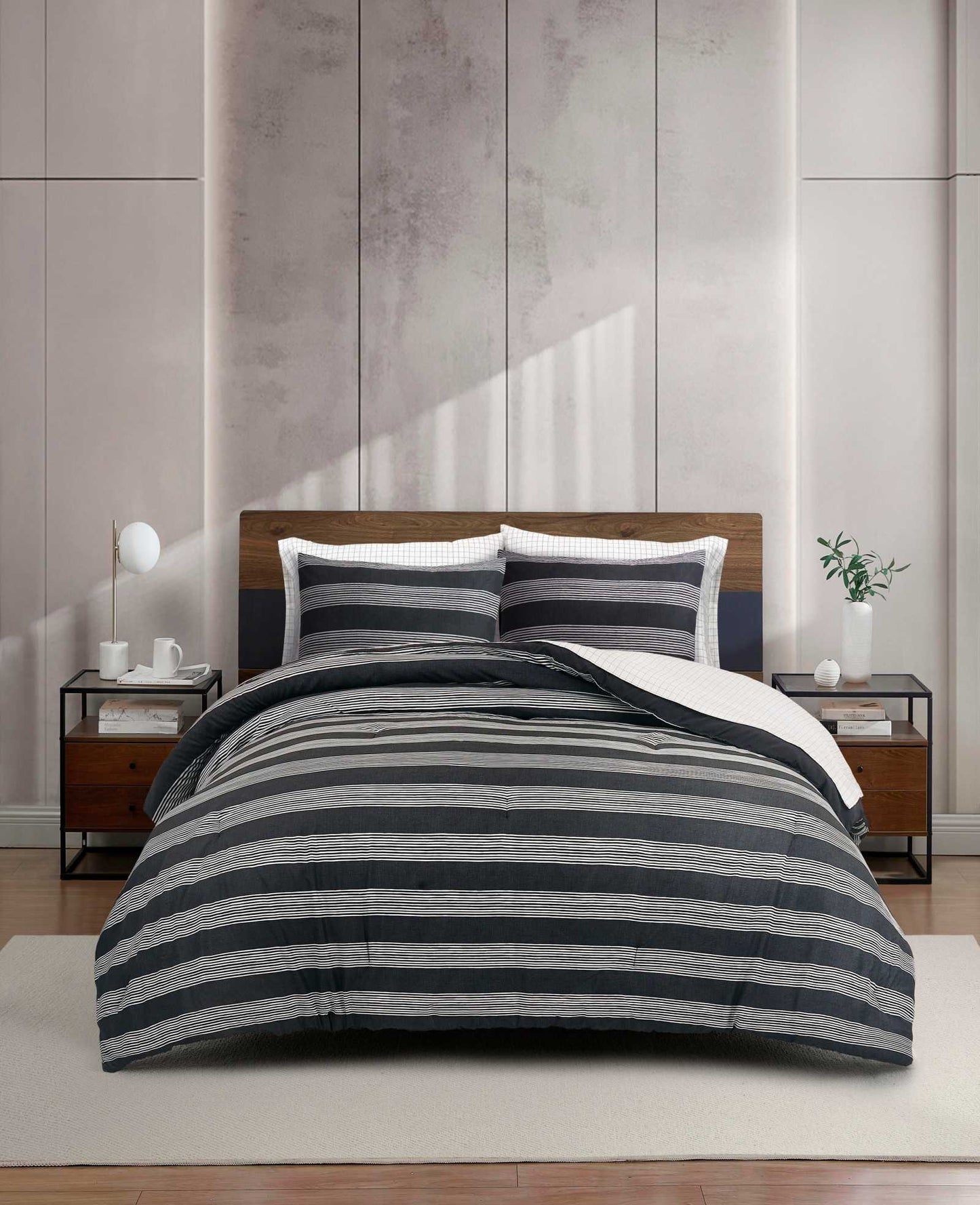 Banded Stripe Textured Comforter Set