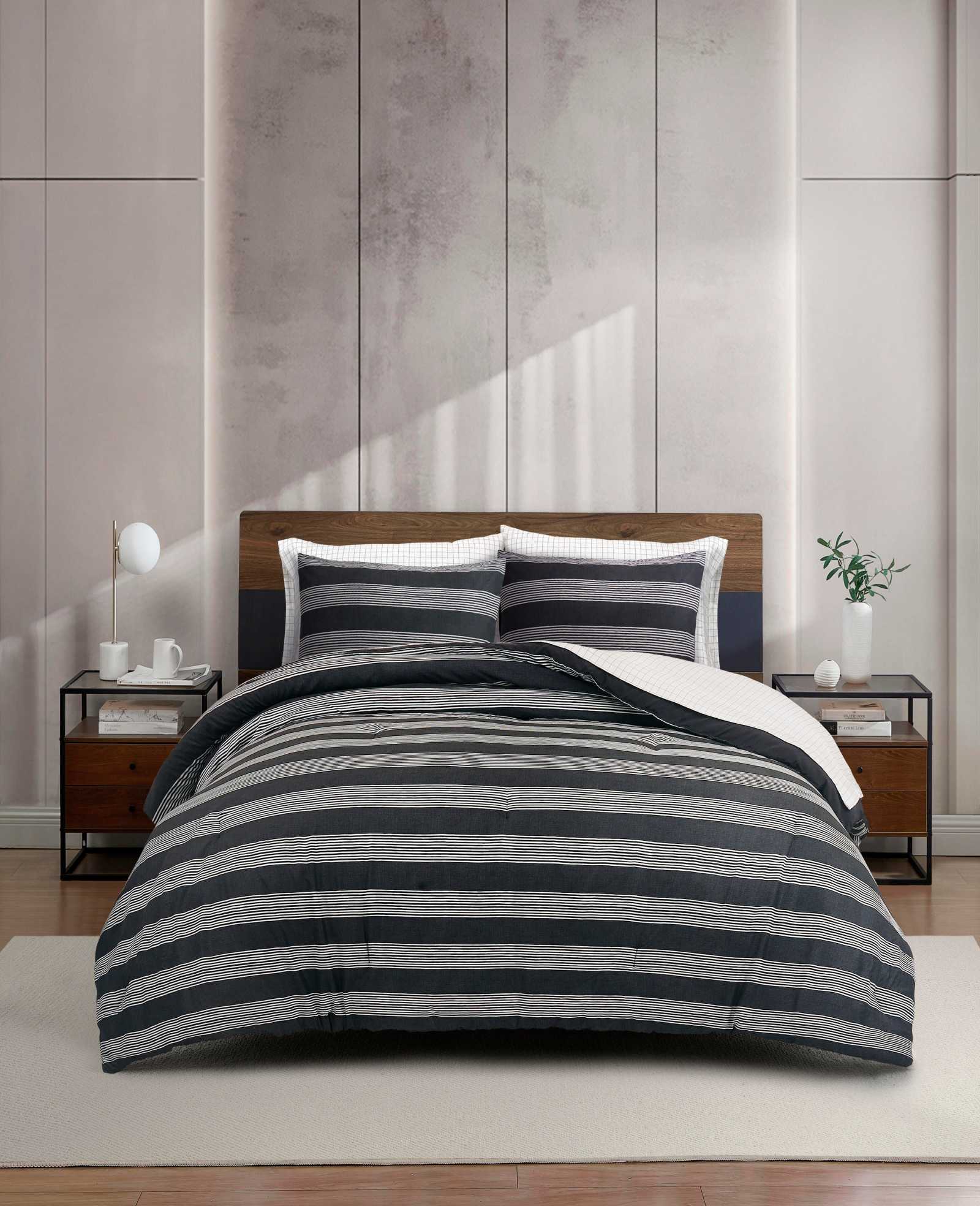Banded Stripe Textured Comforter Set