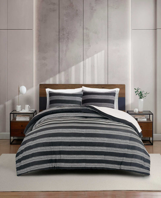 Banded Stripe Textured Comforter Set