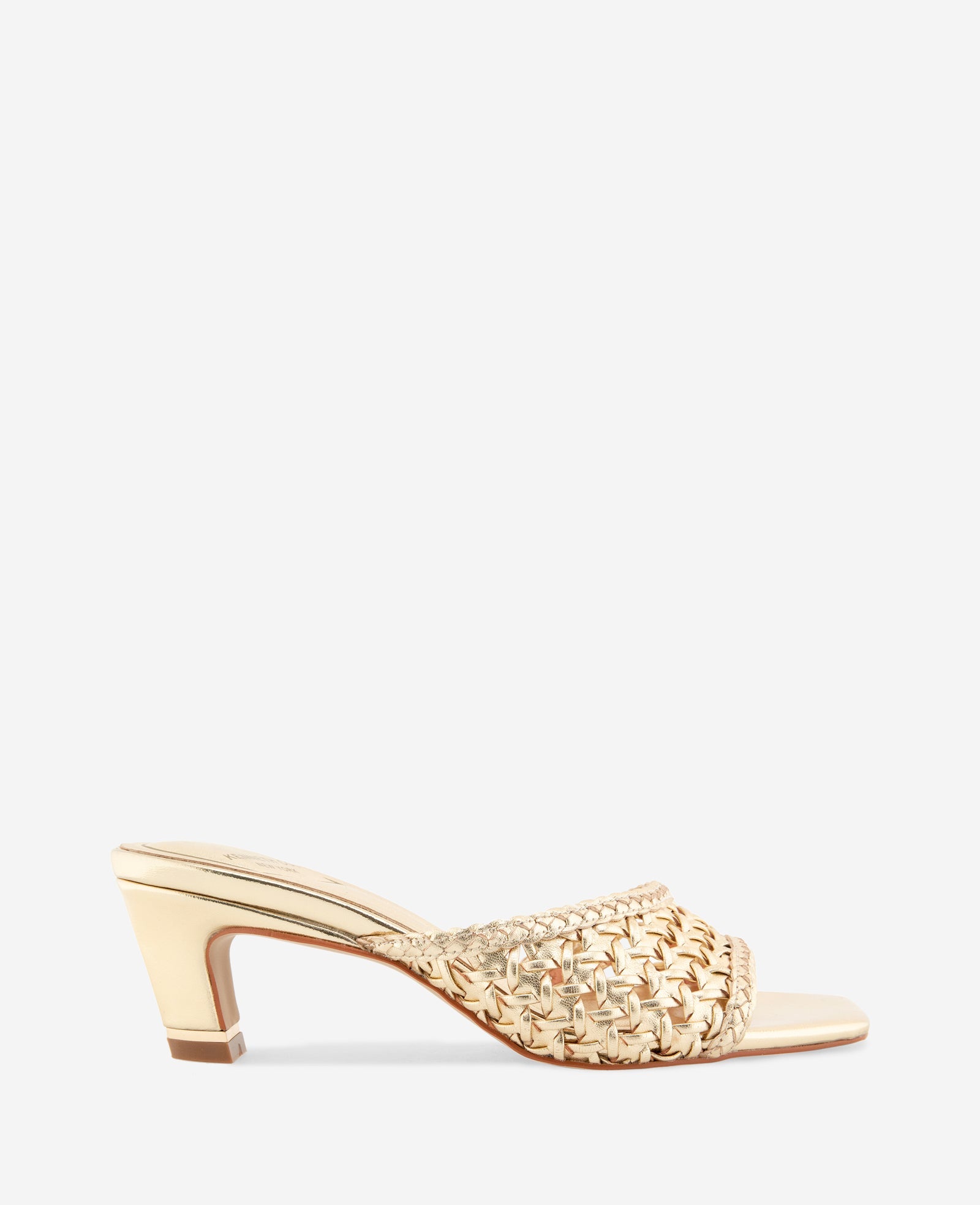 Arita Metallic Woven Leather Open Toe Heel