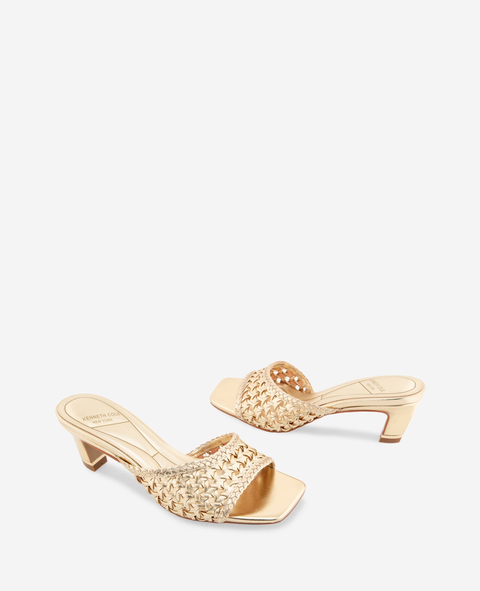 Arita Metallic Woven Leather Open Toe Heel