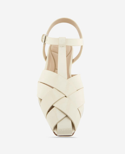 Bindy Woven Leather T-Strap Sandal