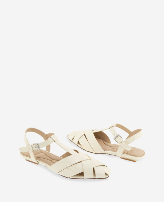 Bindy Woven Leather T-Strap Sandal