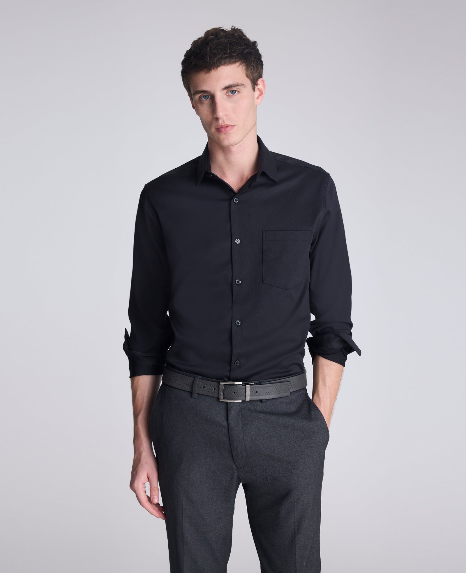 REACTION - Slim-Fit Button-Down Dress Shirt