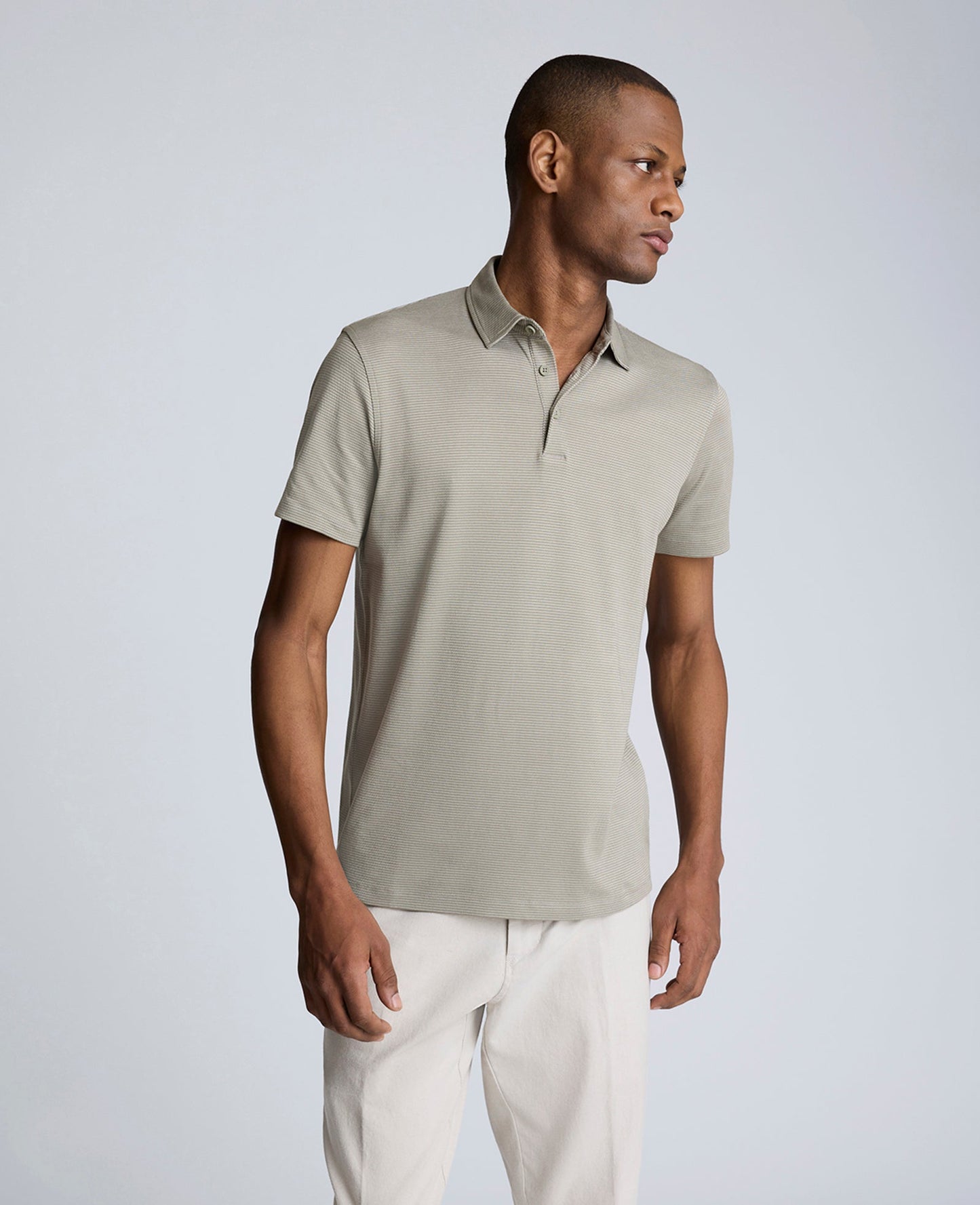 Knit Two-Toned Button Polo