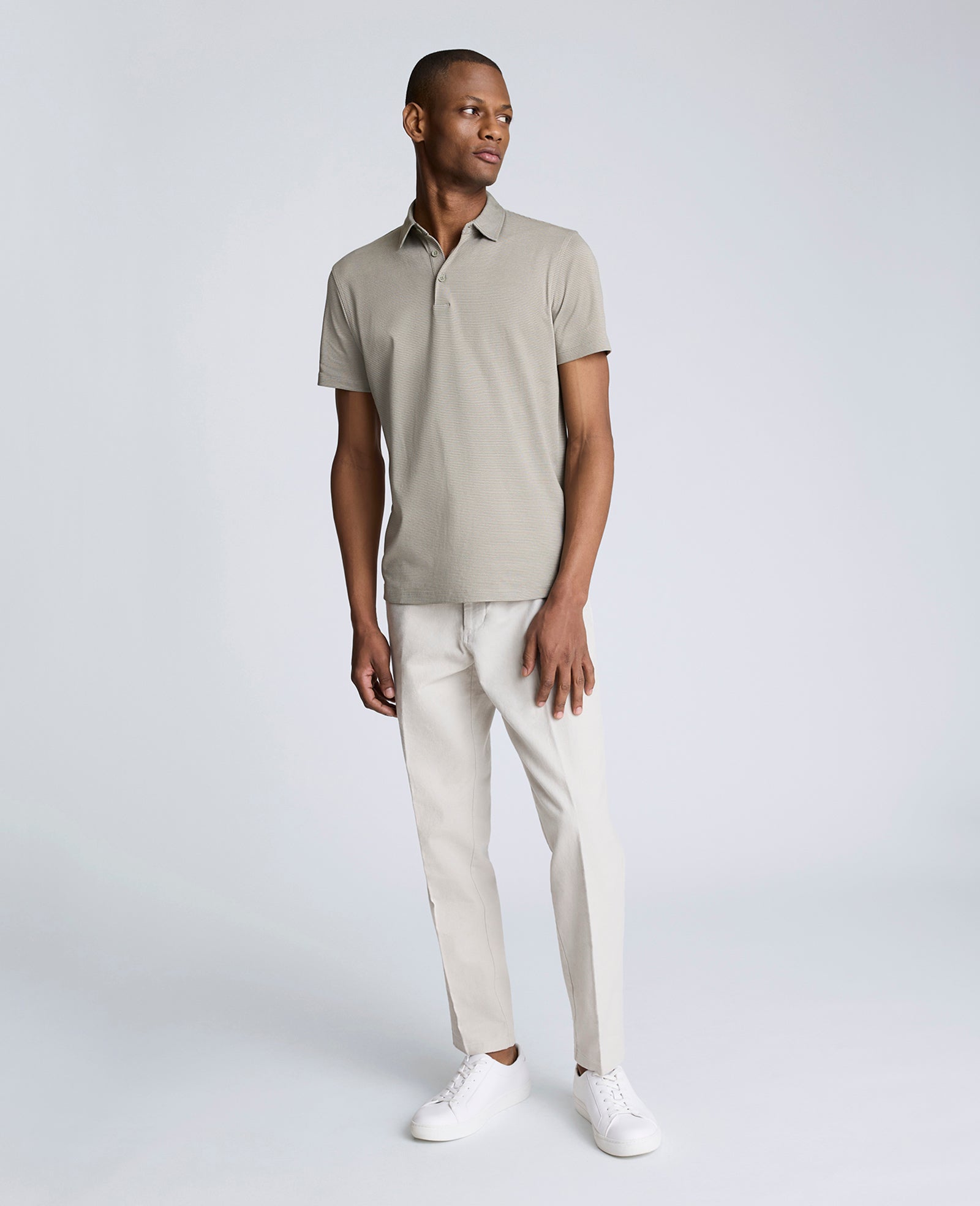 Knit Two-Toned Button Polo