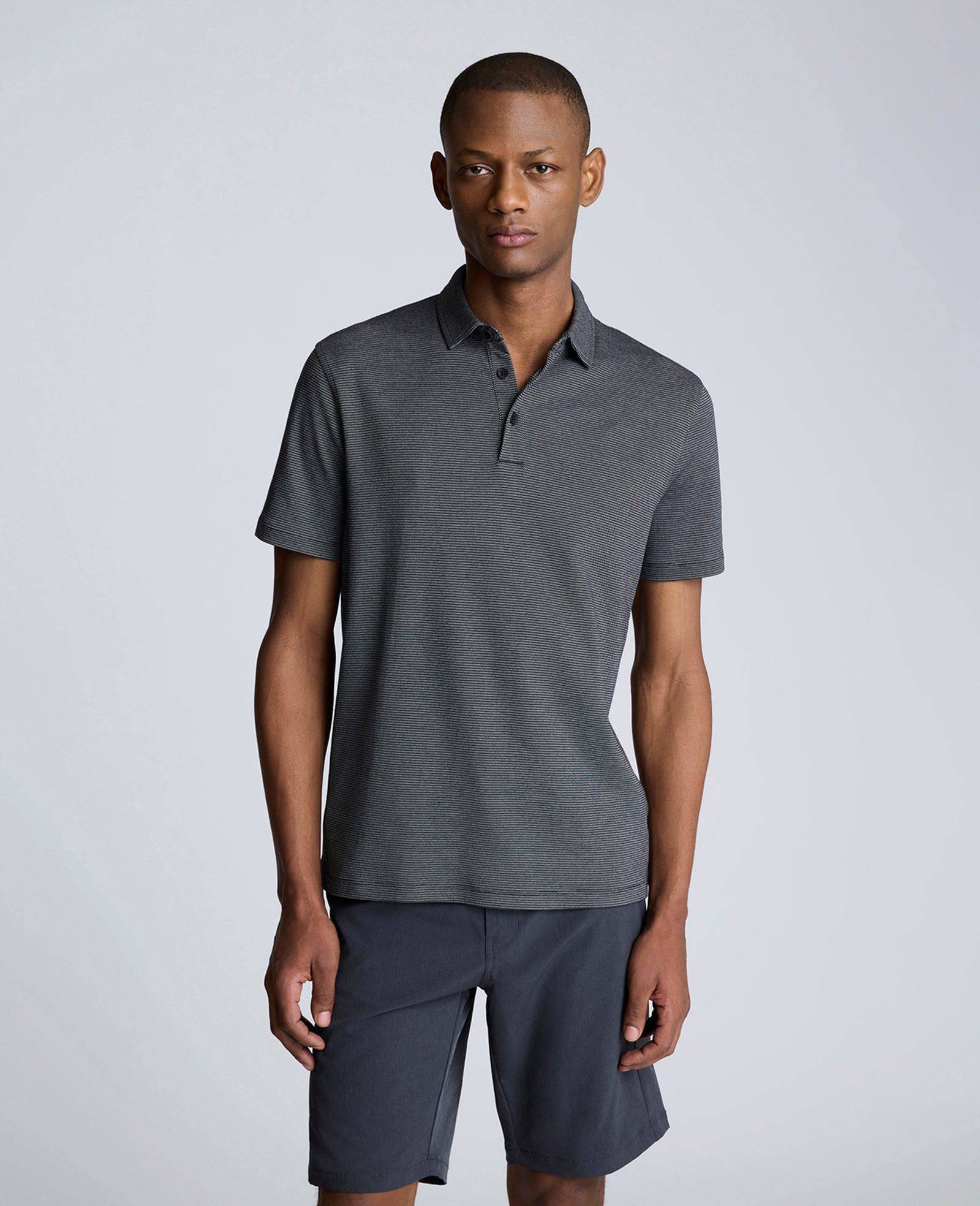 Knit Two-Toned Button Polo