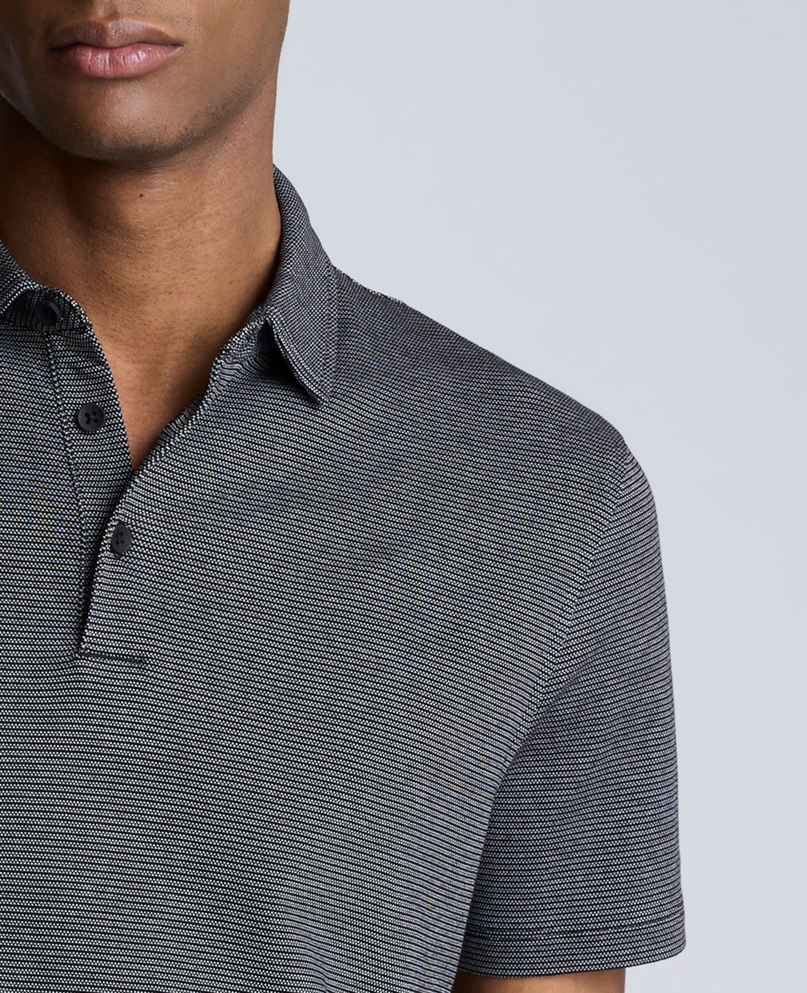 Knit Two-Toned Button Polo
