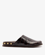 Larroudé x Kenneth Cole: Clog Dark Oak Croco Leather