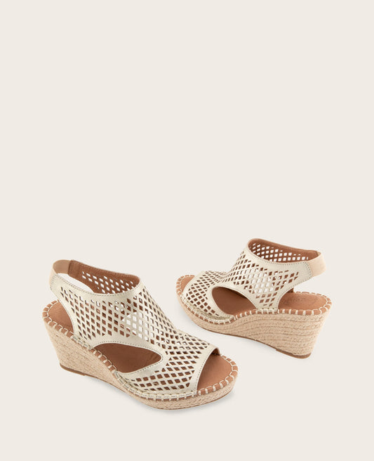 GENTLE SOULS - Cody Perforated Leather Espadrille Wedge