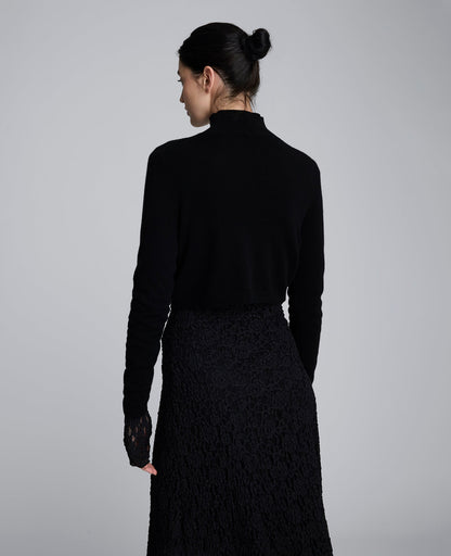 Merino Wool Cropped Mockneck Sweater