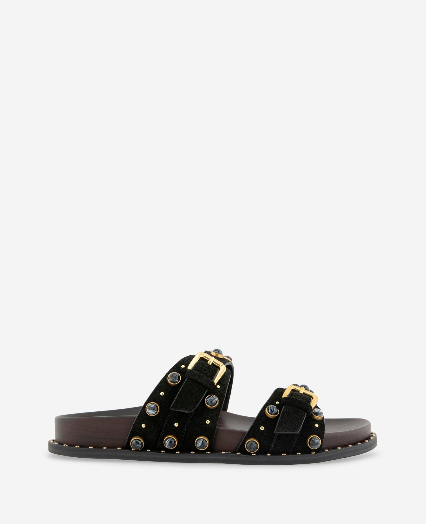 Deardra Leather Double Buckle Band Slide