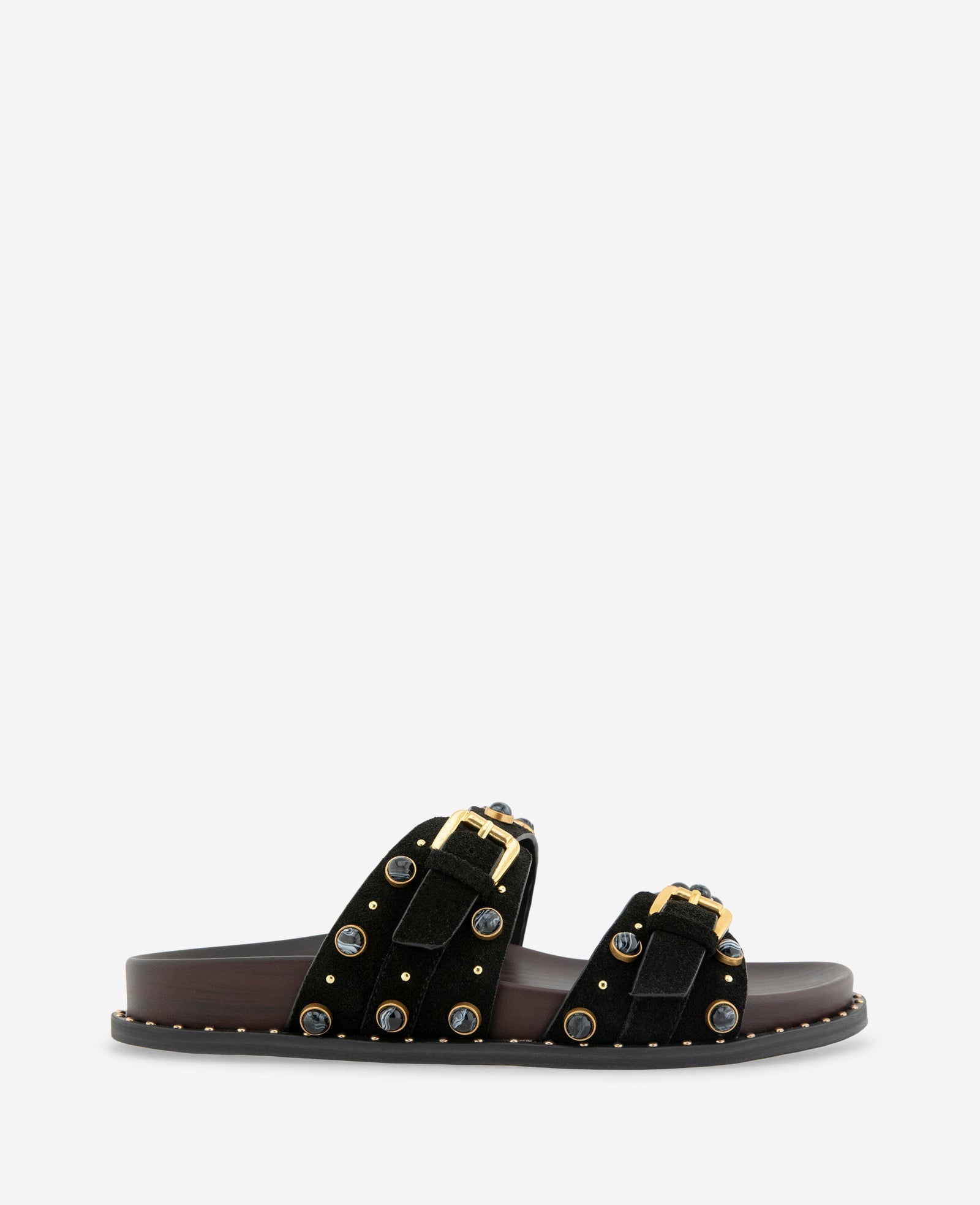 Deardra Leather Double Buckle Band Slide