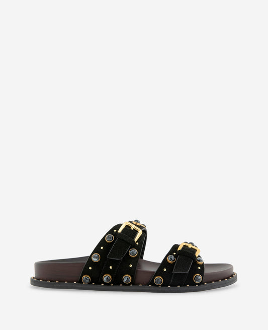 Deardra Leather Double Buckle Band Slide
