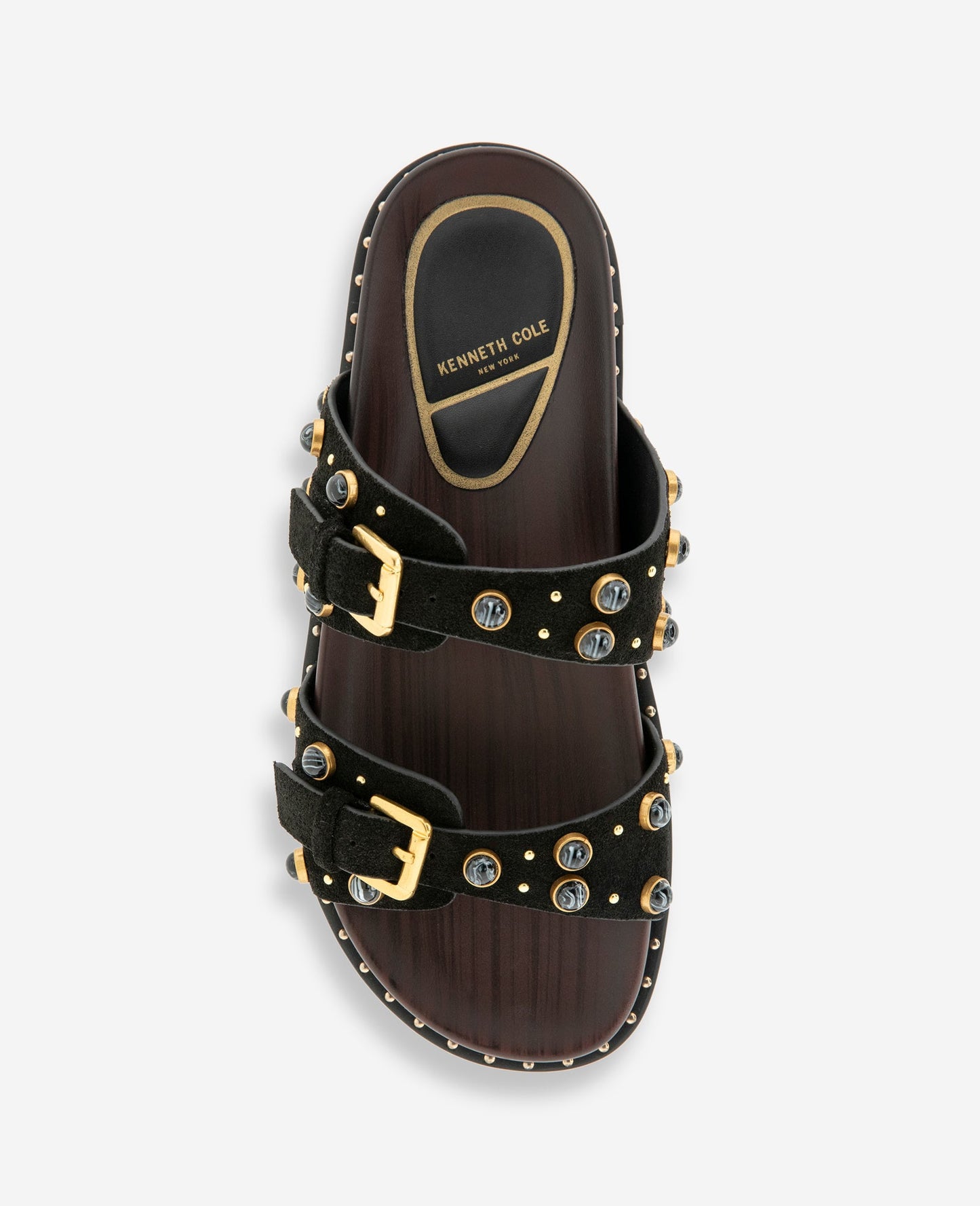 Deardra Leather Double Buckle Band Slide