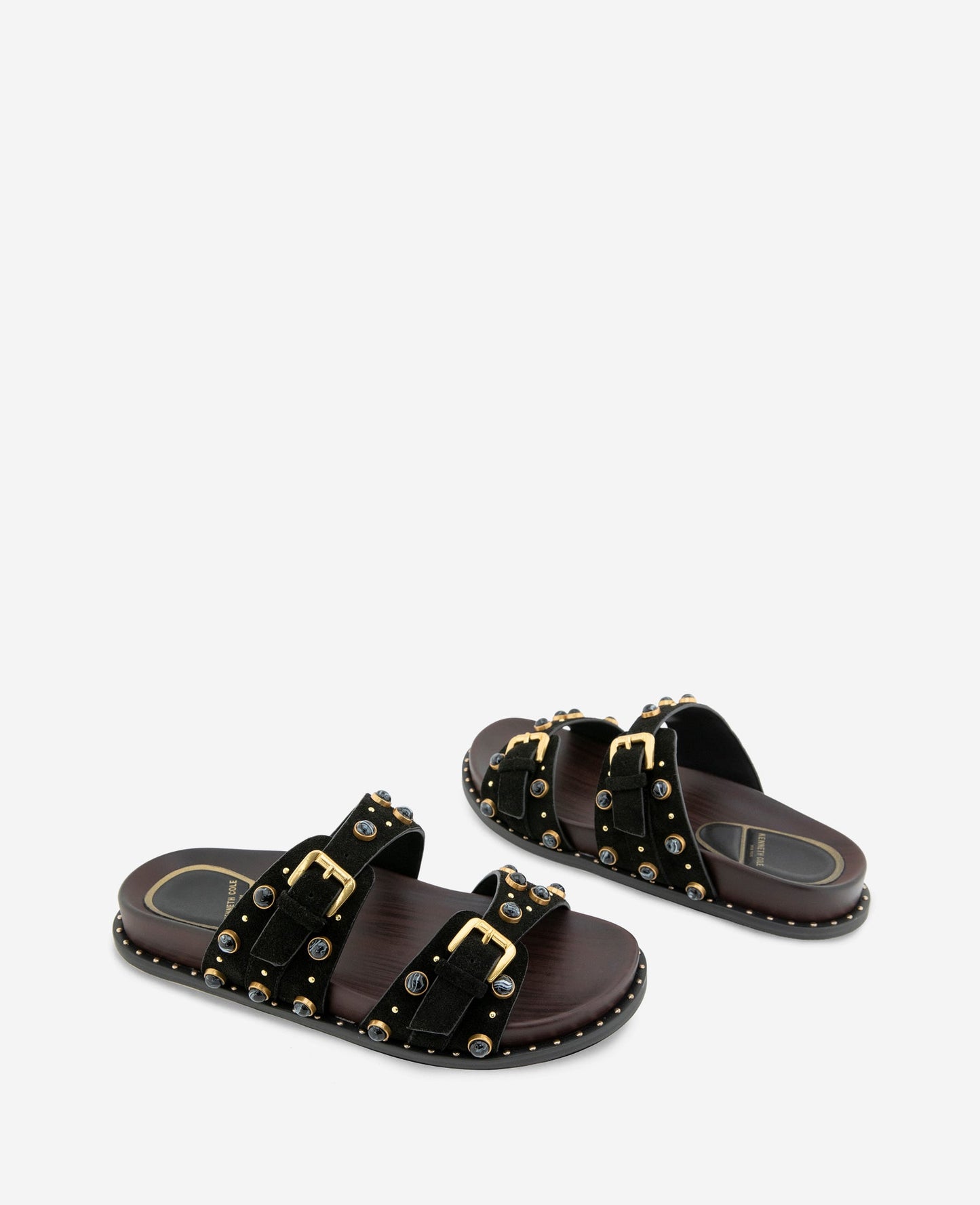 Deardra Leather Double Buckle Band Slide