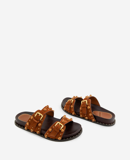Deardra Suede Double Band Buckle Slide