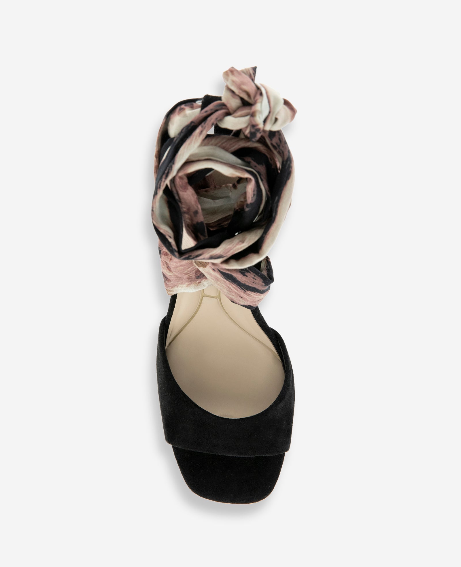 Fabia Printed Fabric Wrap Around Suede & Raffia Wedge