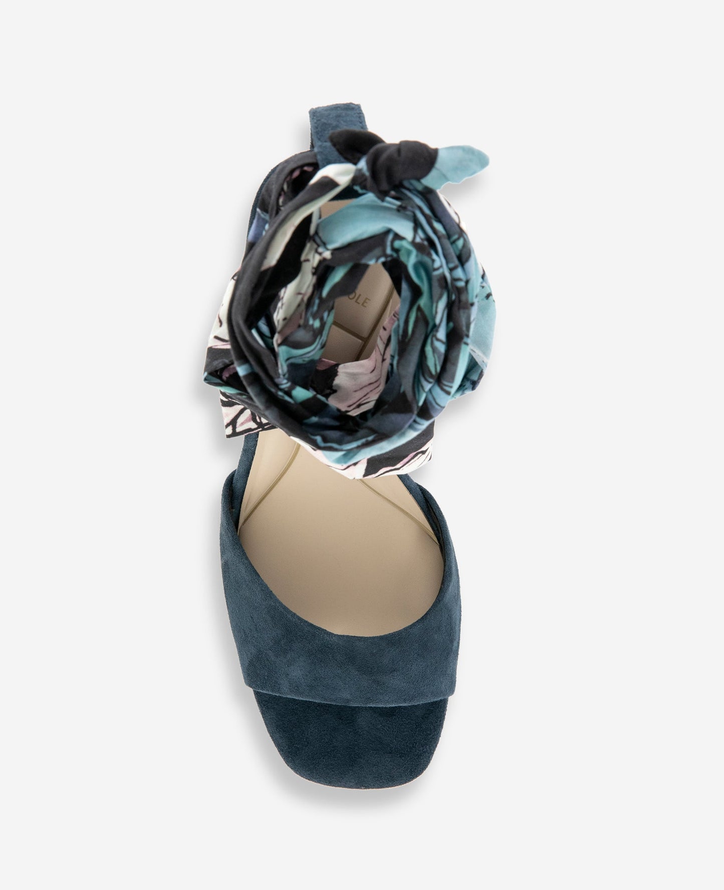 Fabia Printed Fabric Wrap Around Suede & Raffia Wedge