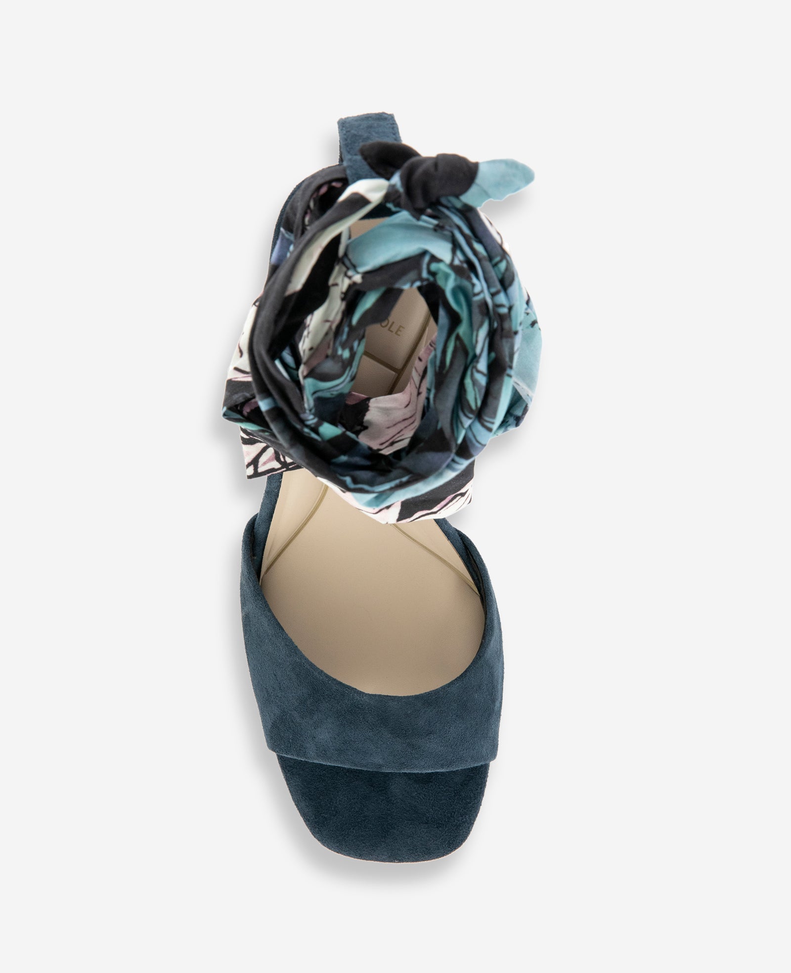 Fabia Printed Fabric Wrap Around Suede & Raffia Wedge