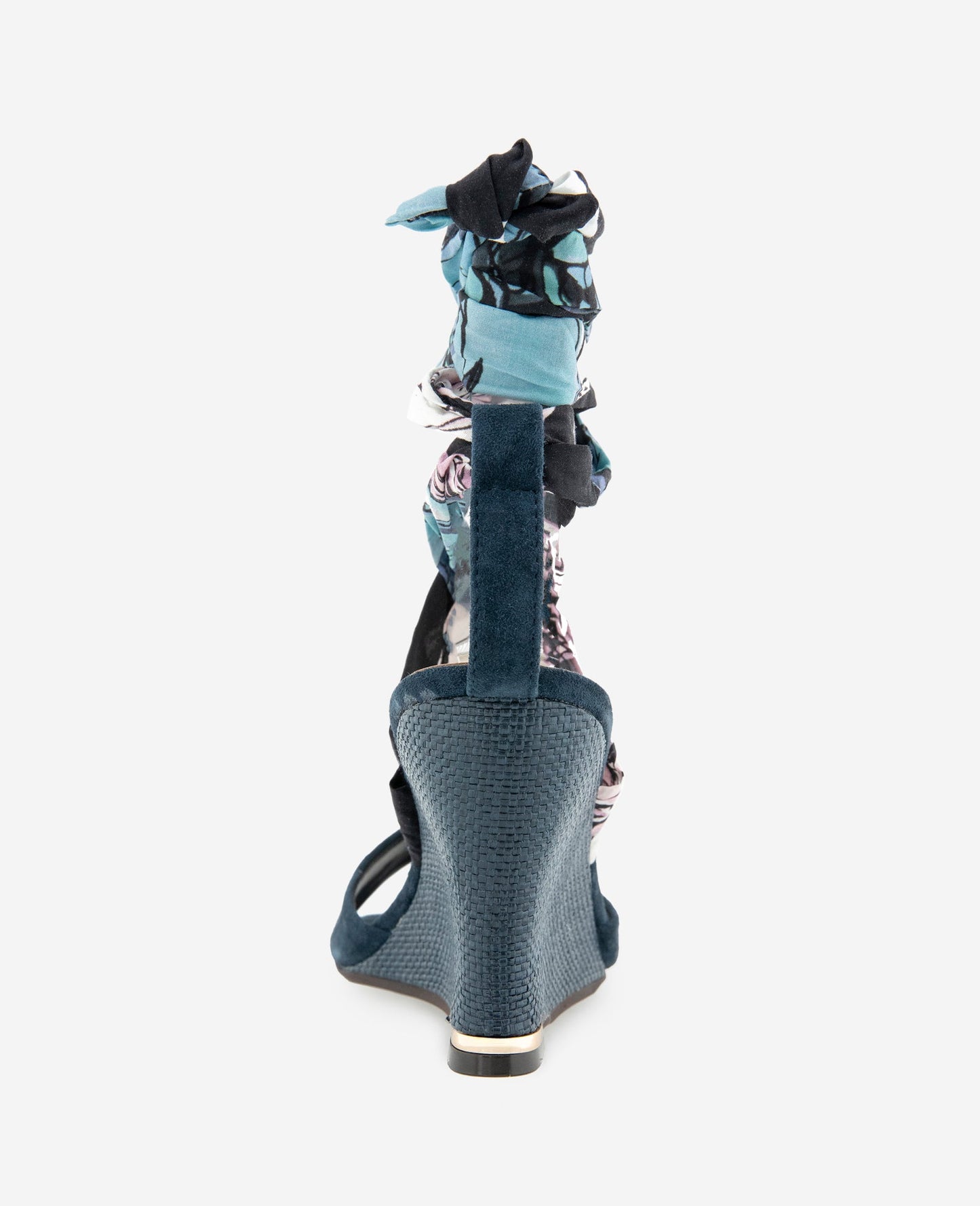 Fabia Printed Fabric Wrap Around Suede & Raffia Wedge