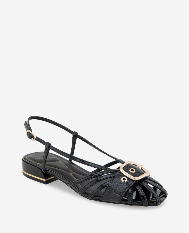 Farrah Patent Caged In Buckle Sandal
