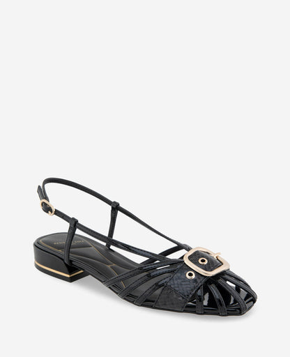 Farrah Patent Caged In Buckle Sandal
